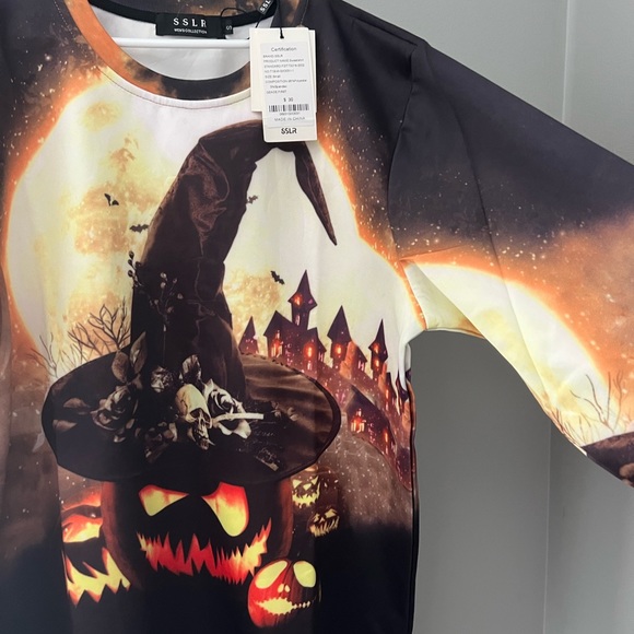 SSLR Men's Fun Printed Crew Neck Long Sleeve Halloween Sweatshirt Size Small - Picture 2 of 6